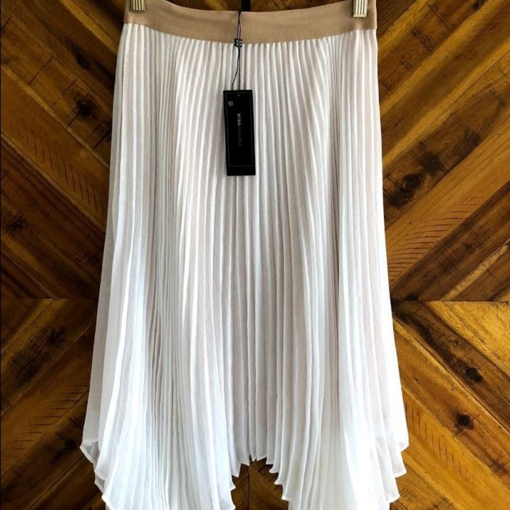 Asymmetrical pleated midi skirt